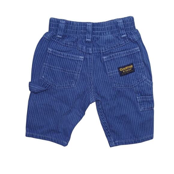 OshKosh B’gosh Baby Railroad-Stripe Carpenter Pants | Blue Utility Pockets |0–3M - Picture 2 of 6